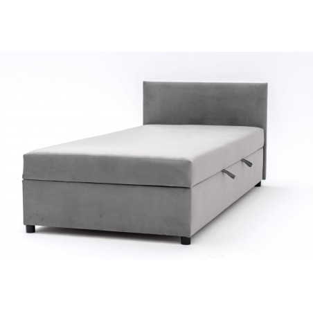 Tapczan Jednoosobowy Dla Dziecka FENIKS 80x180 z Pojemnikiem i Wezgłowiem Szary Welur