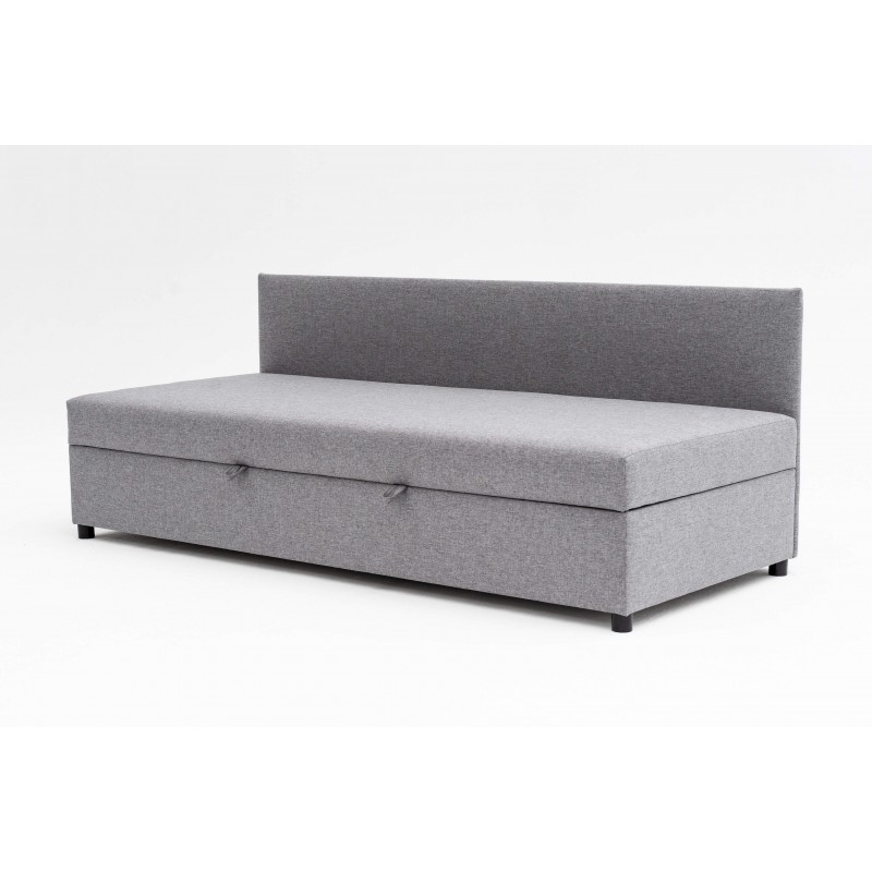 Tapczan Jednoosobowy Dla Dziecka FENIKS 80x180 z Pojemnikiem i Oparciem Szary