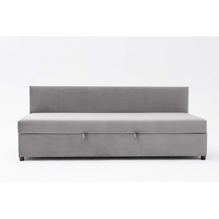 Tapczan Jednoosobowy Dla Dziecka FENIKS 80x180 z Pojemnikiem i Oparciem Szary Welur