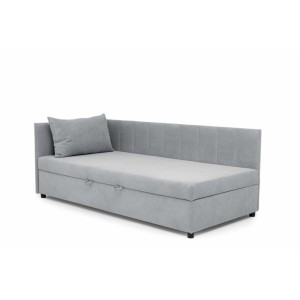 Tapczan Młodzieżowy Jednoosobowy Dla Dziecka FENIKS 80x180 z Pojemnikiem Bokiem i Oparciem Plusz