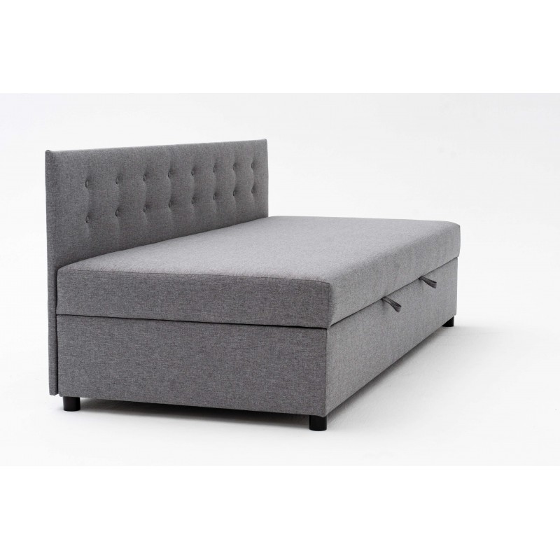 Tapczan Jednoosobowy Dla Dziecka FENIKS 80x180 z Pojemnikiem i Oparciem Szary