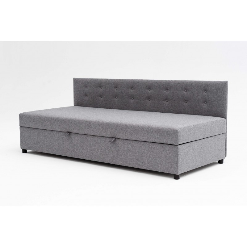 Tapczan Jednoosobowy Dla Dziecka FENIKS 80x180 z Pojemnikiem i Oparciem Szary