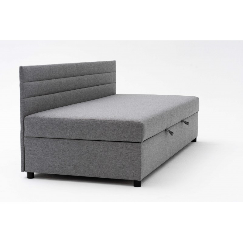 Tapczan Jednoosobowy Dla Dziecka FENIKS 80x180 z Pojemnikiem i Oparciem Szary