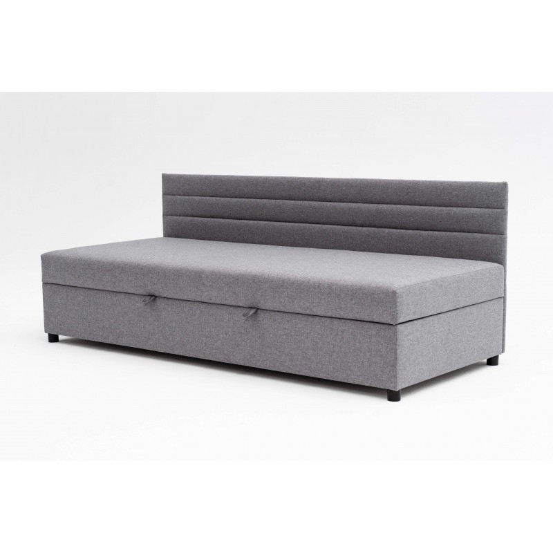 Tapczan Jednoosobowy Dla Dziecka FENIKS 80x180 z Pojemnikiem i Oparciem Szary