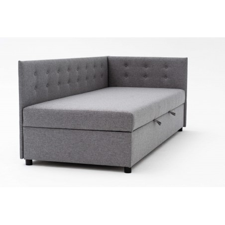 Tapczan Jednoosobowy Dla Dziecka FENIKS 80x180 z Pojemnikiem Bokiem i Oparciem Szary