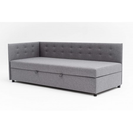 Tapczan Jednoosobowy Dla Dziecka FENIKS 80x180 z Pojemnikiem Bokiem i Oparciem Szary