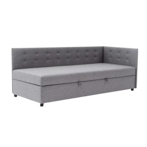 Tapczan Jednoosobowy Dla Dziecka FENIKS 80x180 z Pojemnikiem Bokiem i Oparciem Szary