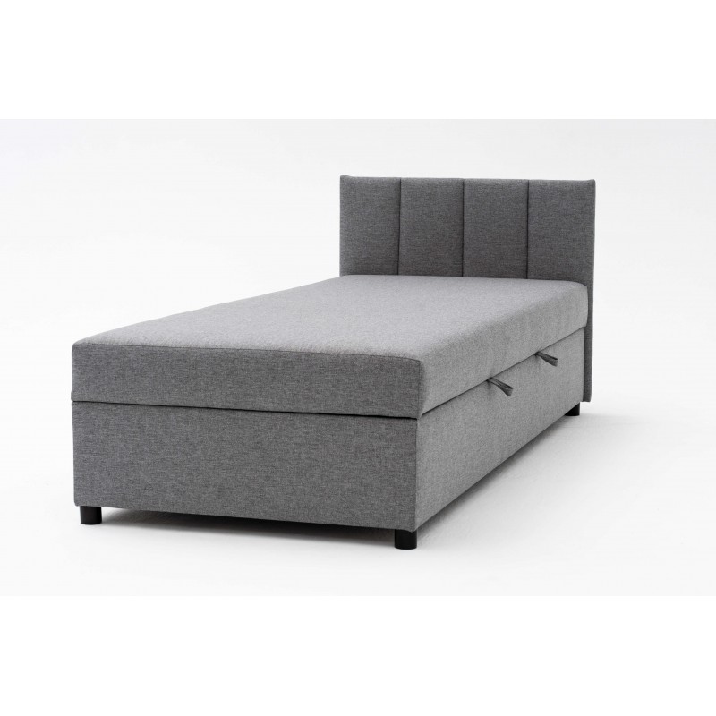 Tapczan Jednoosobowy Dla Dziecka FENIKS 80x180 z Pojemnikiem i Wezgłowiem Szary