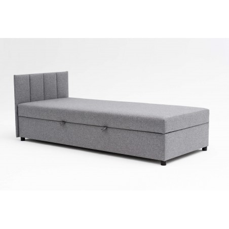 Tapczan Jednoosobowy Dla Dziecka FENIKS 80x180 z Pojemnikiem i Wezgłowiem Szary