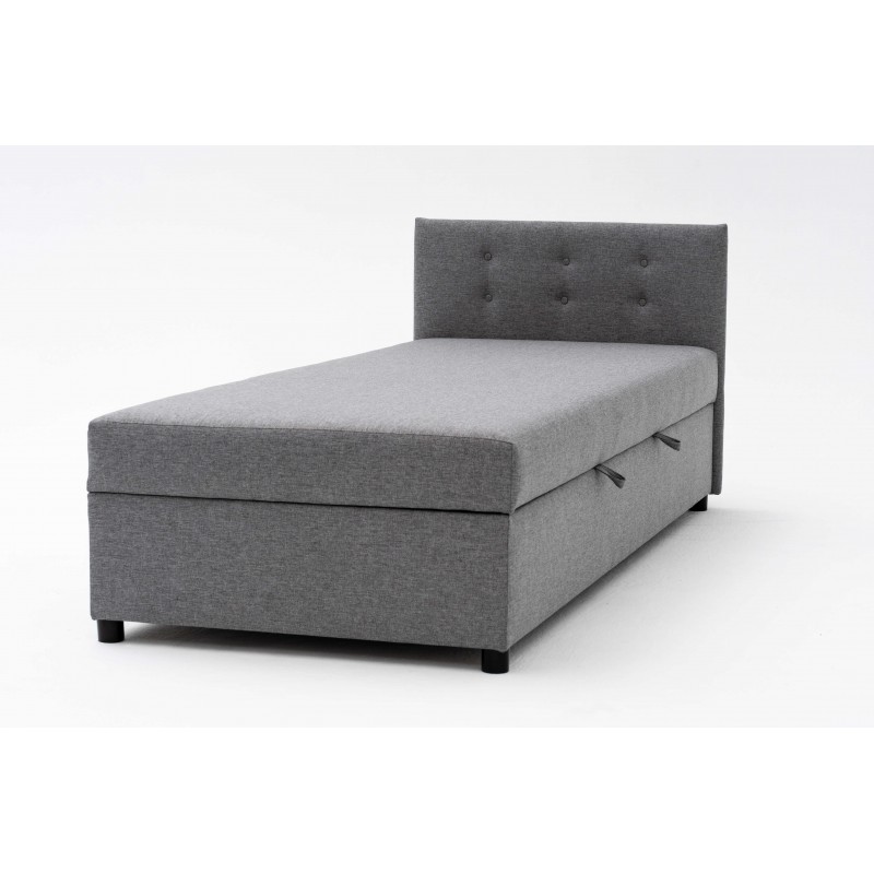 Tapczan Jednoosobowy Dla Dziecka FENIKS 80x180 z Pojemnikiem i Wezgłowiem Szary