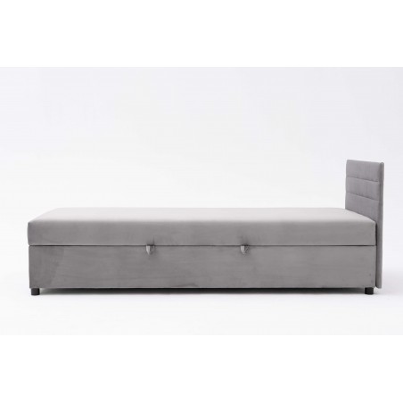 Tapczan Jednoosobowy Dla Dziecka FENIKS 80x180 Pojemnikiem i Wezgłowiem Szary Welur