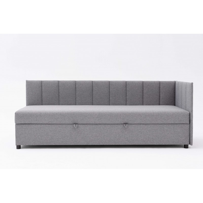 Tapczan Jednoosobowy Dla Dziecka FENIKS 80x180 z Pojemnikiem Bokiem i Oparciem Szary