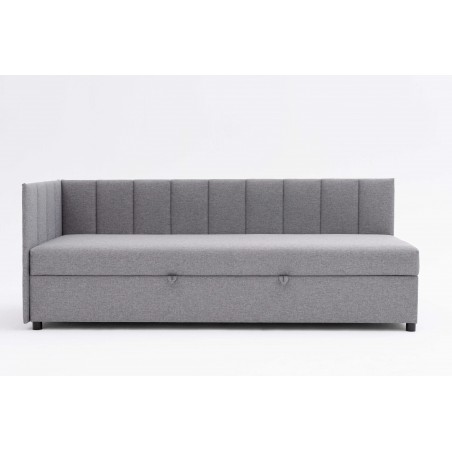 Tapczan Jednoosobowy Dla Dziecka FENIKS 80x180 z Pojemnikiem Bokiem i Oparciem Szary