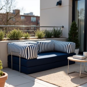 Sofa ogrodowa 2-osobowa NESTI Outdoor (biało-granatowe pasy)