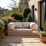 Sofa ogrodowa 2-osobowa NESTI Outdoor (biało-beżowe pasy)
