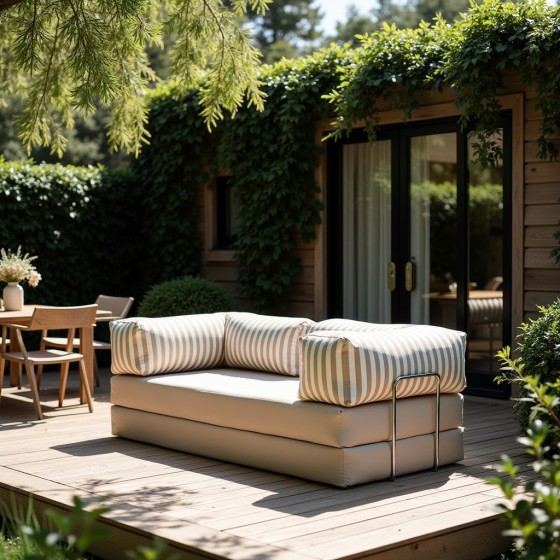Sofa ogrodowa 2-osobowa NESTI Outdoor (biało-beżowe pasy)