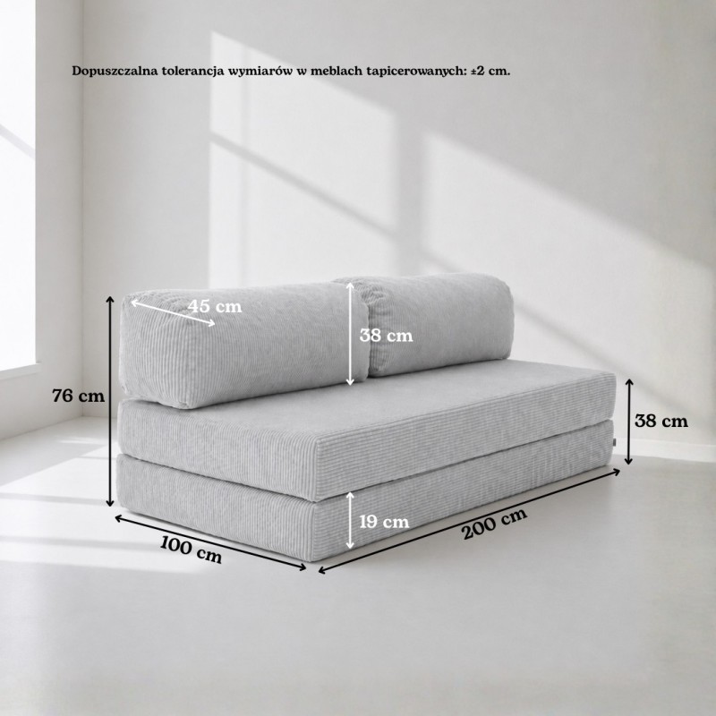 Sofa 3-osobowa NESTI Jasnoszary Sztruks