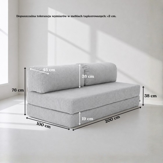 Sofa 3-osobowa NESTI Jasnoszary Sztruks