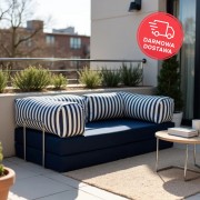 Sofa ogrodowa 2-osobowa NESTI Outdoor (biało-granatowe pasy)