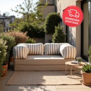 Sofa ogrodowa 2-osobowa NESTI Outdoor (biało-beżowe pasy)