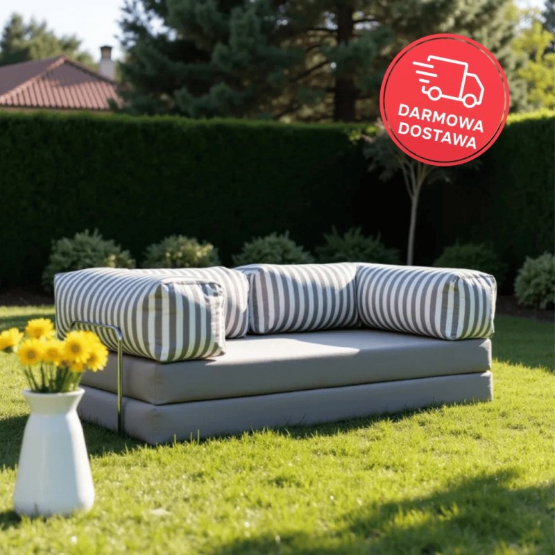 Sofa ogrodowa 2-osobowa NESTI Outdoor (biało-szare pasy)