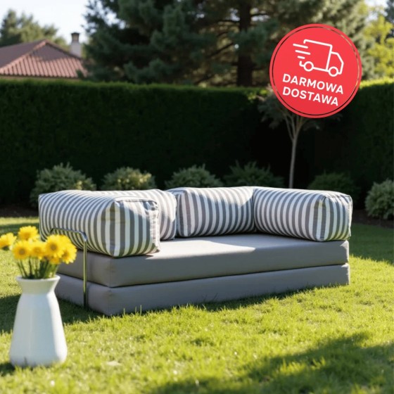 Sofa ogrodowa 2-osobowa NESTI Outdoor (biało-szare pasy)