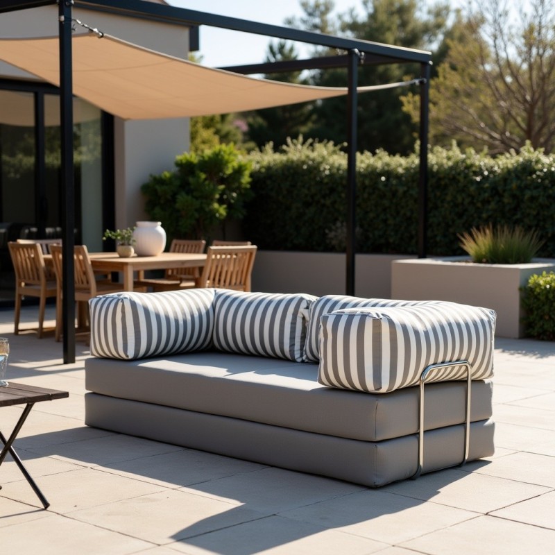 Sofa ogrodowa 2-osobowa NESTI Outdoor (biało-szare pasy)