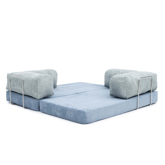 Sofa 2-osobowa NESTI Twins color - Niebieski i Miętowy Sztruks