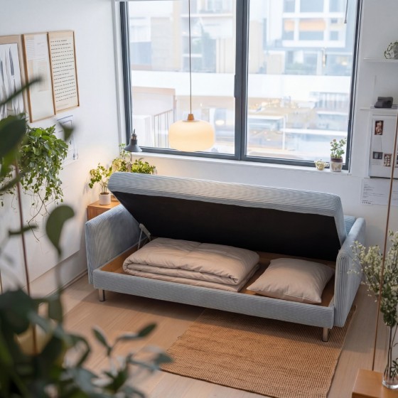 Sofa 3-osobowa z Pojemnikiem Sztruks COZY Sofotapczan - konfigurator
