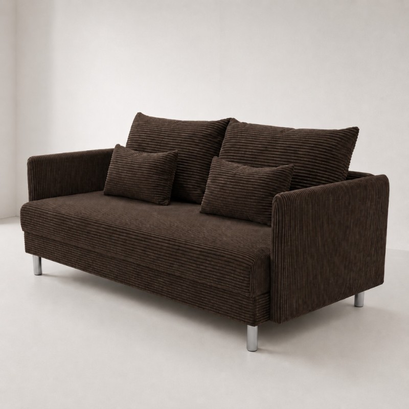 Sofa 3-osobowa z Pojemnikiem Brązowy Sztruks COZY Sofotapczan
