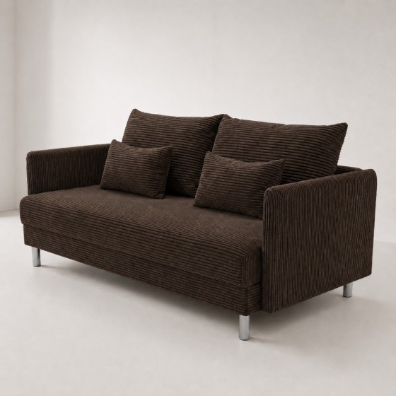 Sofa 3-osobowa z Pojemnikiem Brązowy Sztruks COZY Sofotapczan