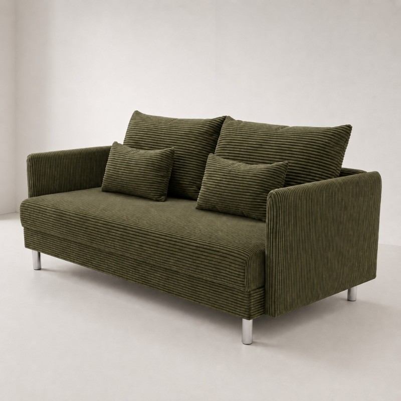 Sofa 3-osobowa z Pojemnikiem Zielony Sztruks COZY Sofotapczan