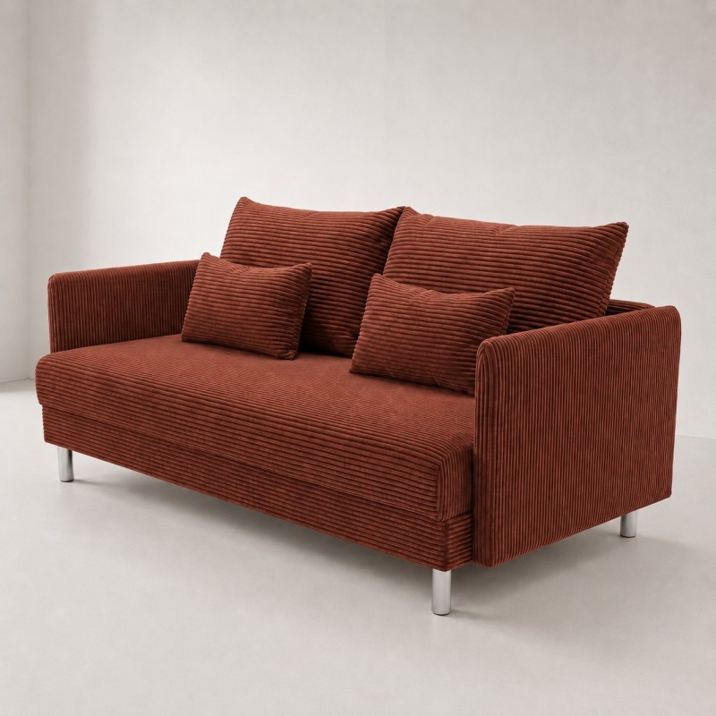 Sofa 3-osobowa z Pojemnikiem Ceglasty Sztruks COZY Sofotapczan