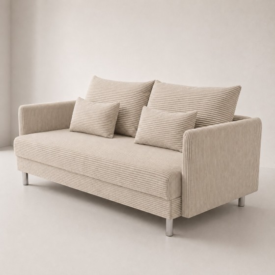 Sofa 3-osobowa z Pojemnikiem Beżowy Sztruks COZY Sofotapczan