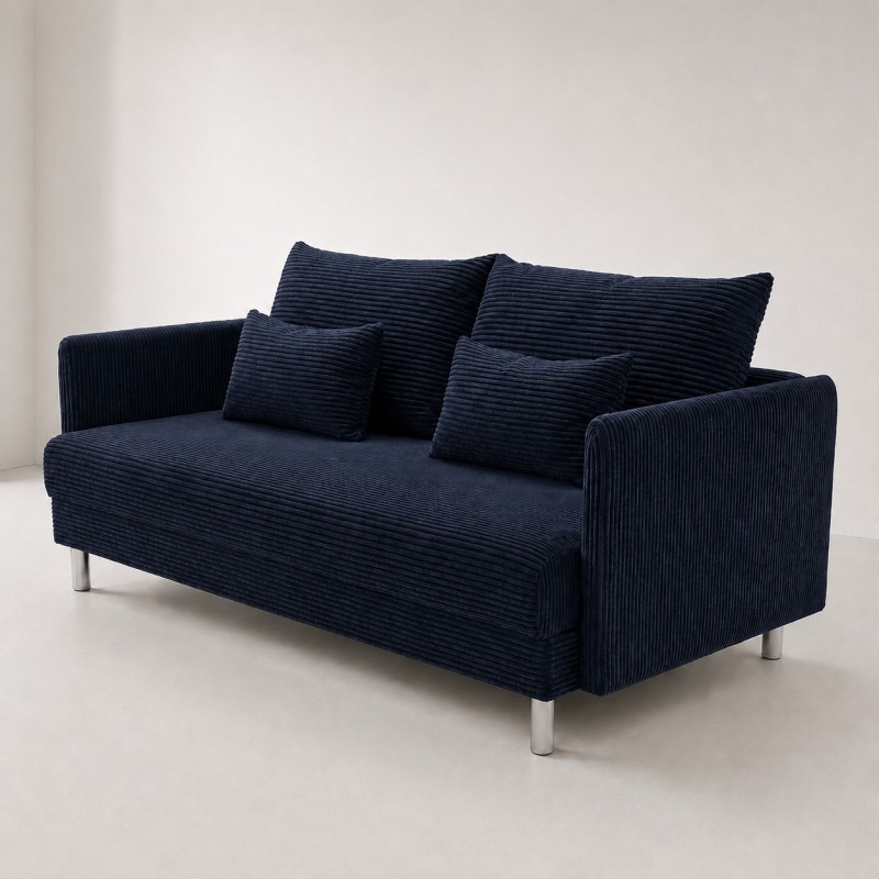 Sofa 3-osobowa z Pojemnikiem Granatowy Sztruks COZY Sofotapczan