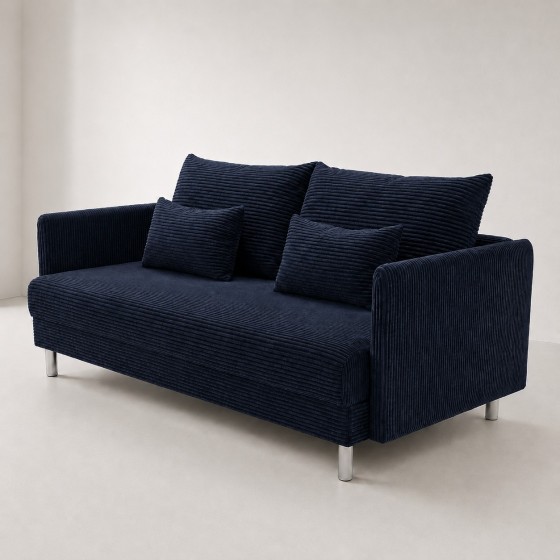 Sofa 3-osobowa z Pojemnikiem Granatowy Sztruks COZY Sofotapczan