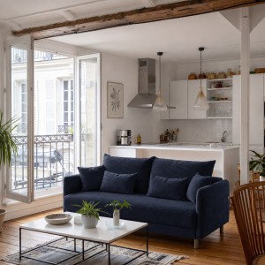 Sofa 3-osobowa z Pojemnikiem Granatowy Sztruks COZY Sofotapczan