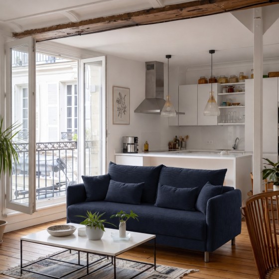 Sofa 3-osobowa z Pojemnikiem Granatowy Sztruks COZY Sofotapczan
