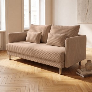 Sofa 3-osobowa z Pojemnikiem Jasnobrązowy Sztruks COZY Sofotapczan