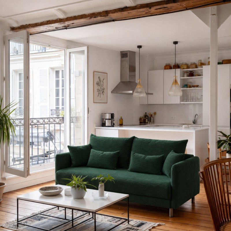 Sofa 3-osobowa z Pojemnikiem Sztruks Butelkowa Zieleń COZY Sofotapczan