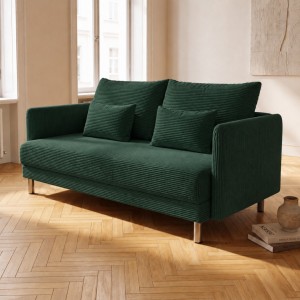 Sofa 3-osobowa z Pojemnikiem Sztruks Butelkowa Zieleń COZY Sofotapczan