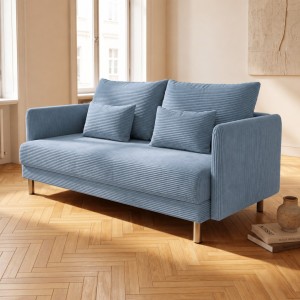 Sofa 3-osobowa z Pojemnikiem Niebieski Sztruks COZY Sofotapczan