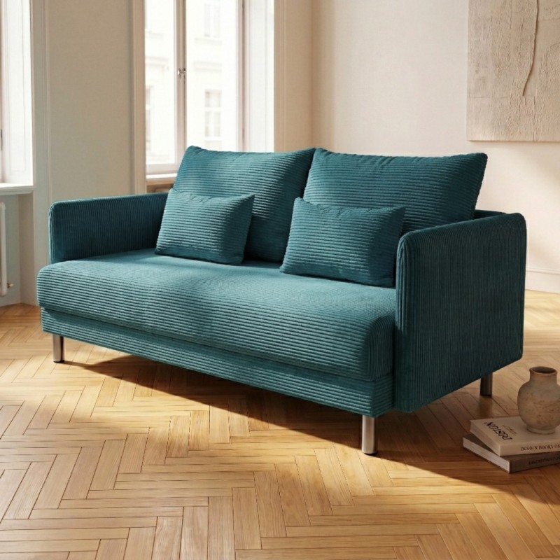 Sofa 3-osobowa z Pojemnikiem Turkusowy Sztruks COZY Sofotapczan
