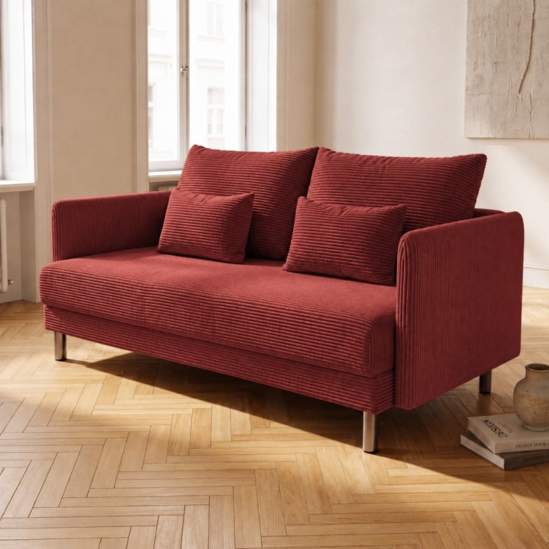 Sofa 3-osobowa z Pojemnikiem Sztruks Czerwona Cegła COZY Sofotapczan