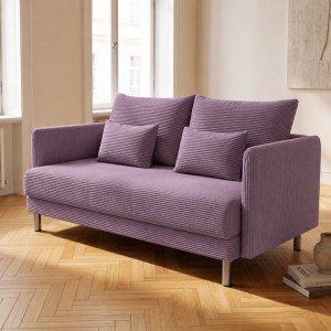 Sofa 3-osobowa z Pojemnikiem Fioletowy Sztruks COZY Sofotapczan