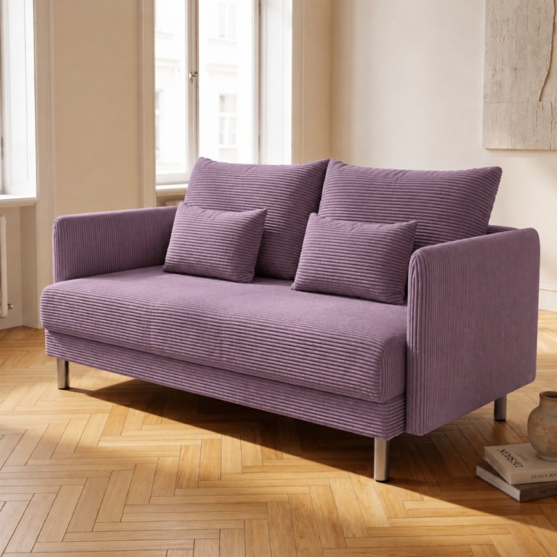 Sofa 3-osobowa z Pojemnikiem Fioletowy Sztruks COZY Sofotapczan