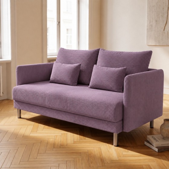 Sofa 3-osobowa z Pojemnikiem Fioletowy Sztruks COZY Sofotapczan