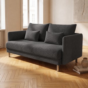 Sofa 3-osobowa z Pojemnikiem Ciemnoszary Sztruks COZY Sofotapczan