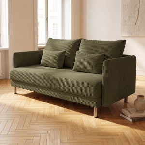 Sofa 3-osobowa z Pojemnikiem Zielony Sztruks COZY Sofotapczan