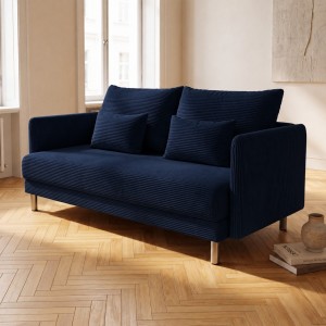 Sofa 3-osobowa z Pojemnikiem Granatowy Sztruks COZY Sofotapczan